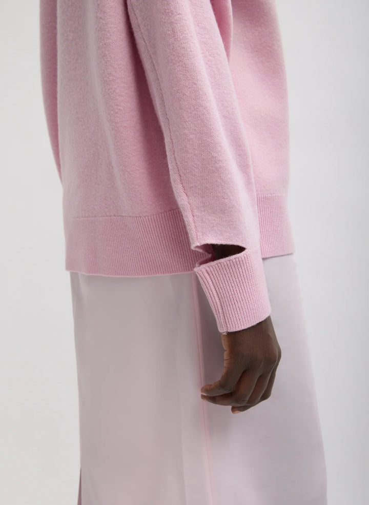 Boiled Wool Crewneck Easy Pullover - Pink