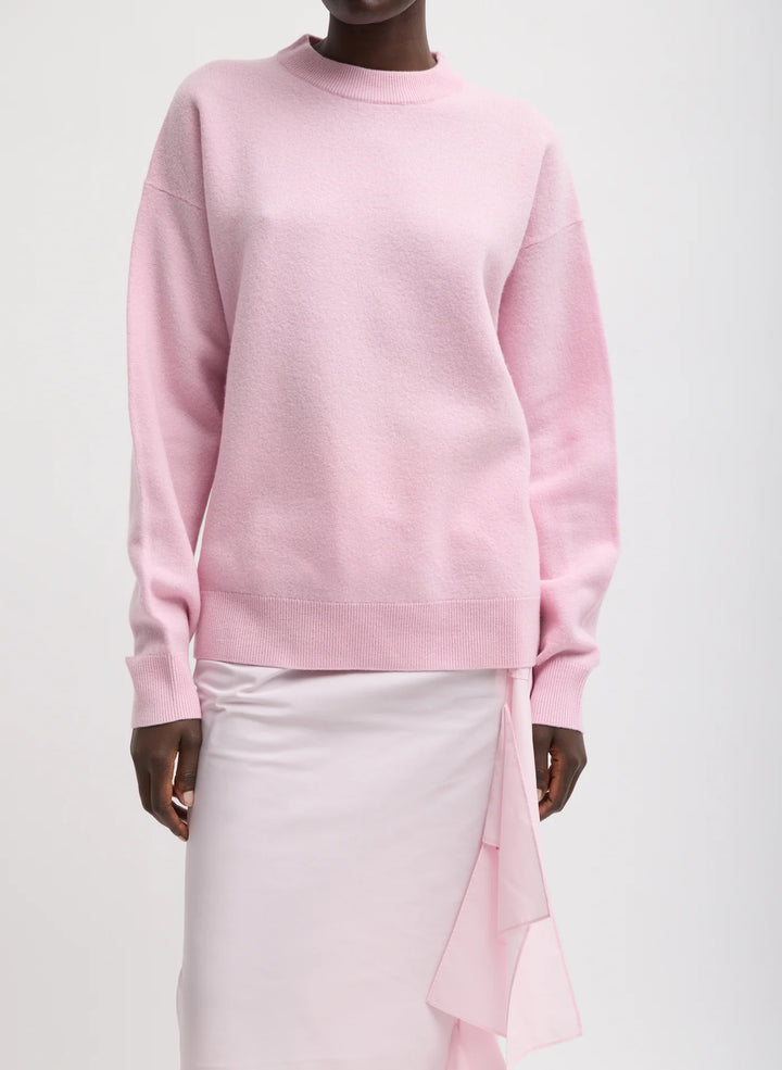 Boiled Wool Crewneck Easy Pullover - Pink