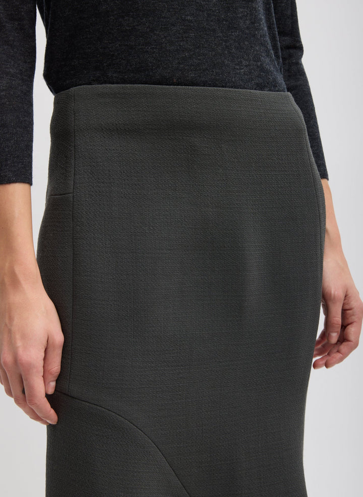 Wool Crepe Marte Fluid Skirt - Dark Grey