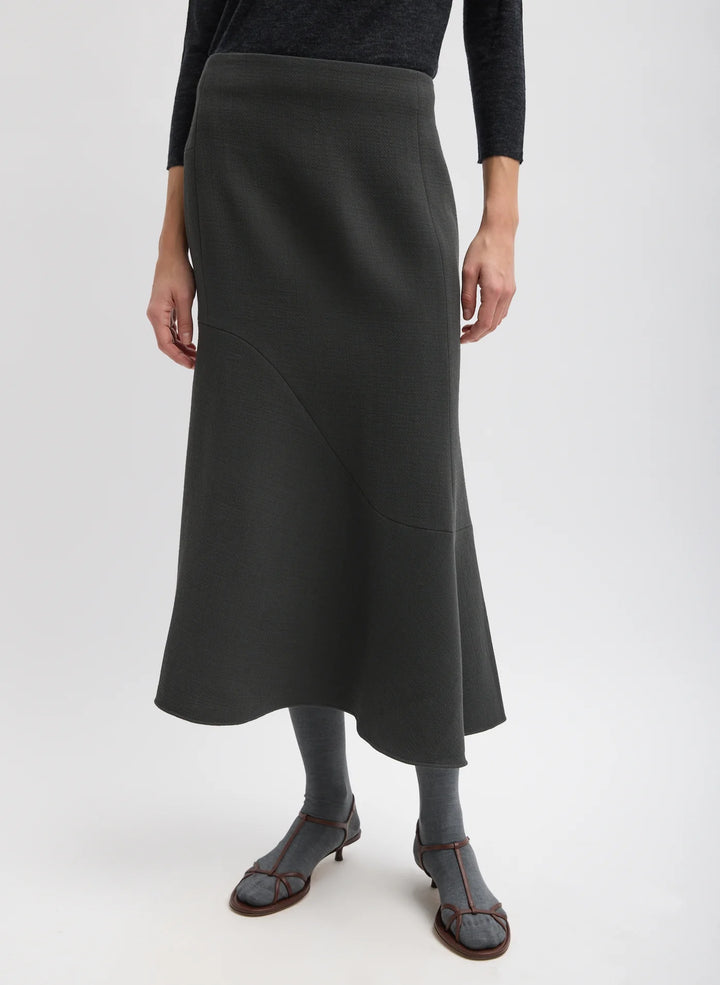 Wool Crepe Marte Fluid Skirt - Dark Grey