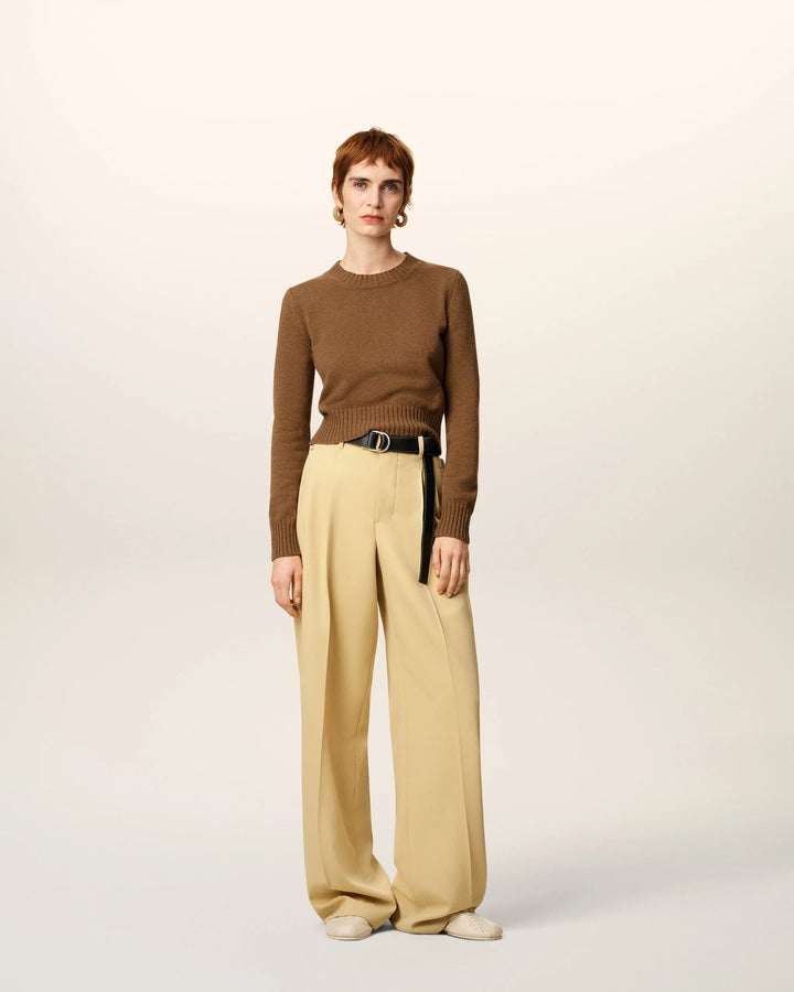 Brown Cashmere Ami De Coeur Crewneck Sweater - Hazelnut