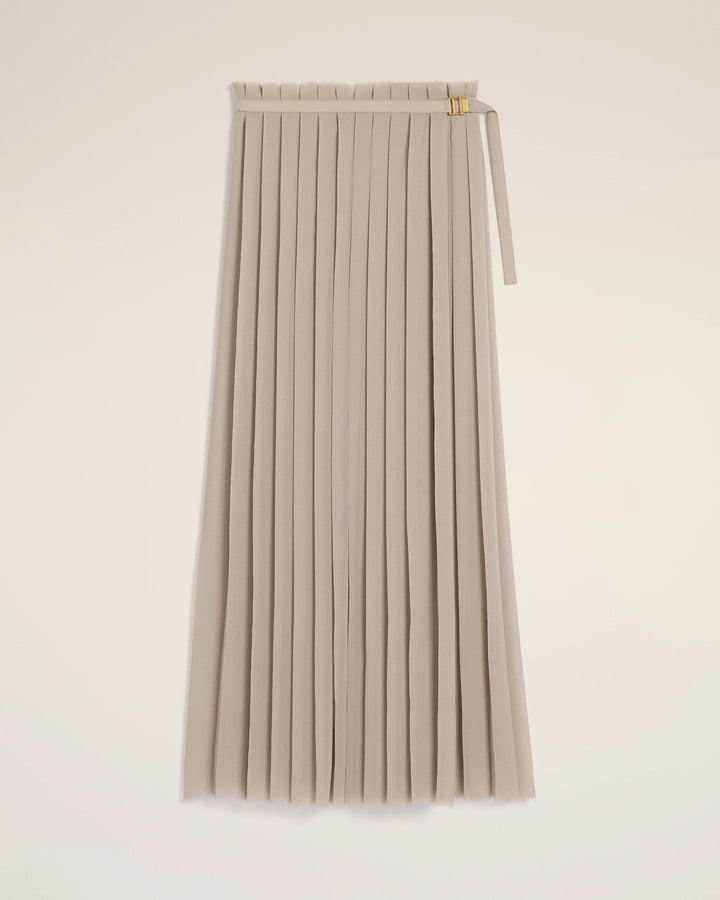 Beige Long Pleated Skirt - Ash