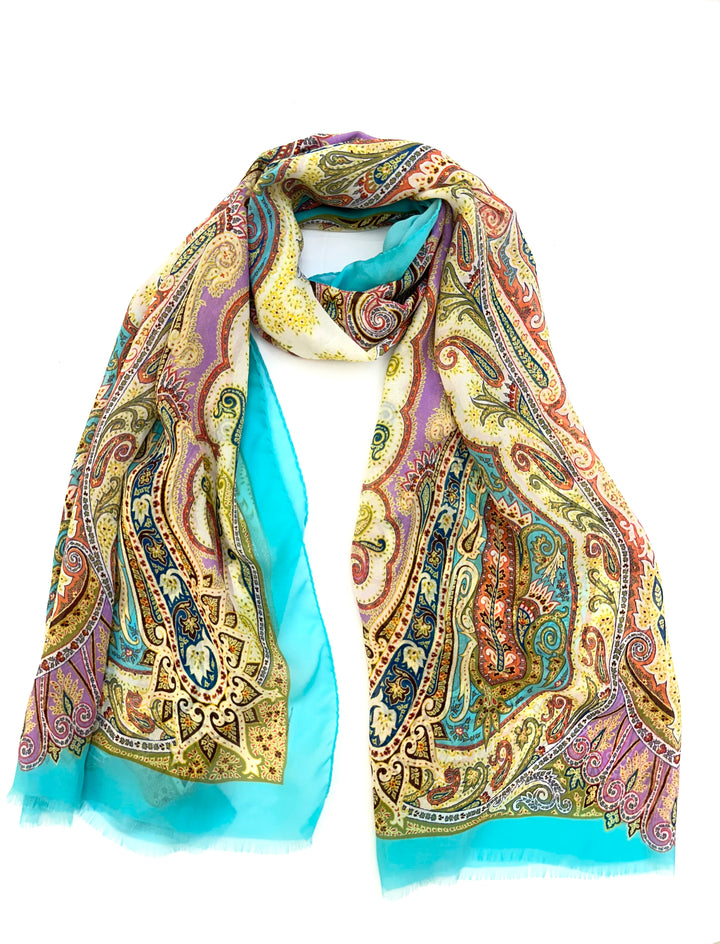PAISLEY PRINT SCARF - Blue Multi