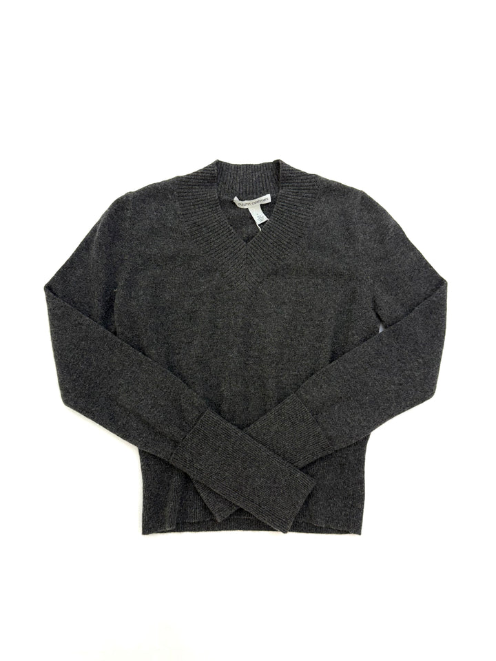 V-NECK SWEATER WITH HIGH CUFFS - Pepper