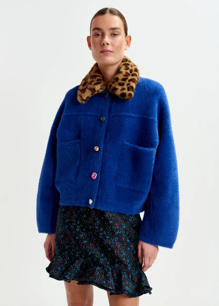 INTENTION JACKET WITH COLLAR - Black/Blue/Brown