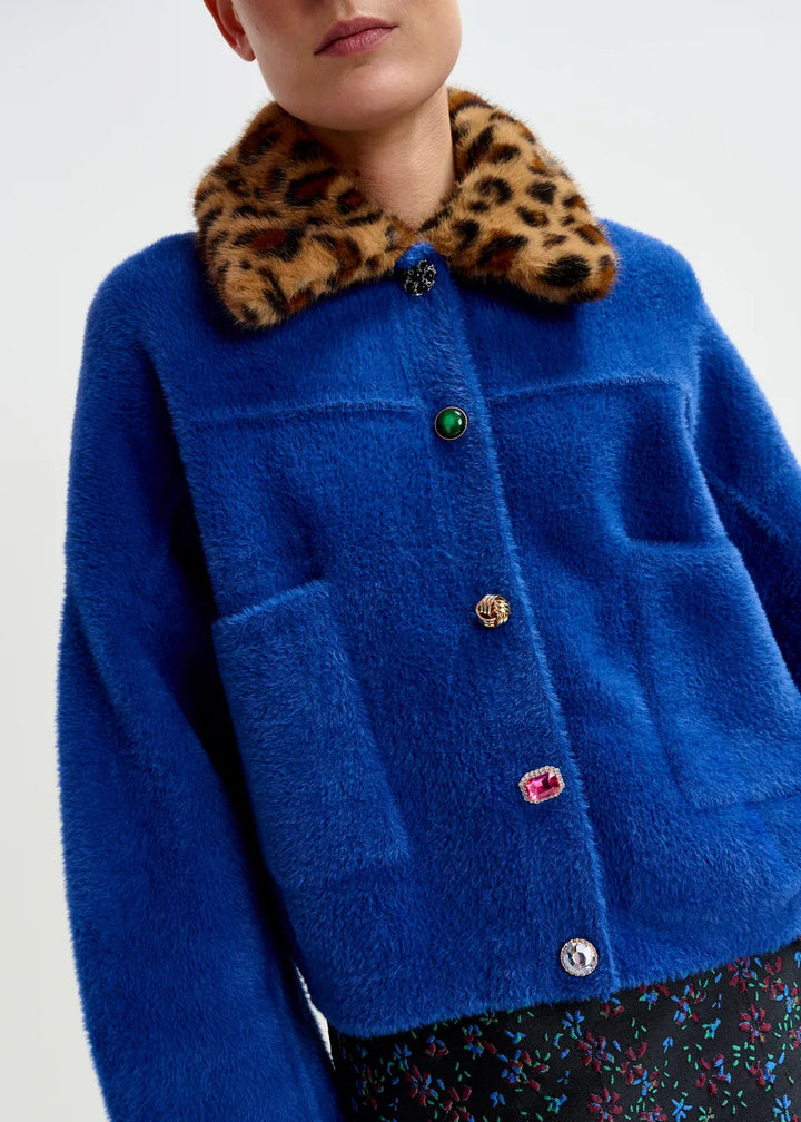 INTENTION JACKET WITH COLLAR - Black/Blue/Brown