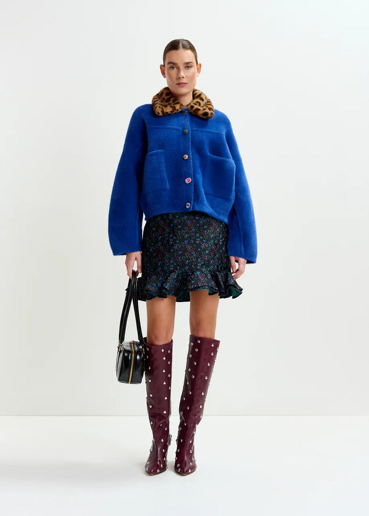 INTENTION JACKET WITH COLLAR - Black/Blue/Brown