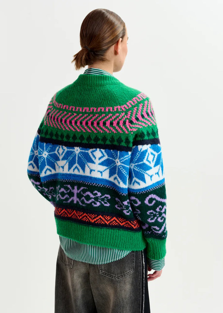 IRELANDO JACQUARD KNIT SWEATER - Blue/Green Multi