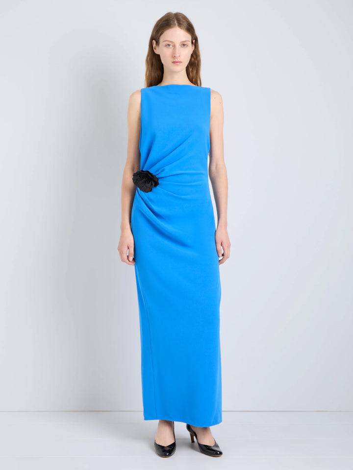 Indria Dress in Matte Double Crepe - New Blue