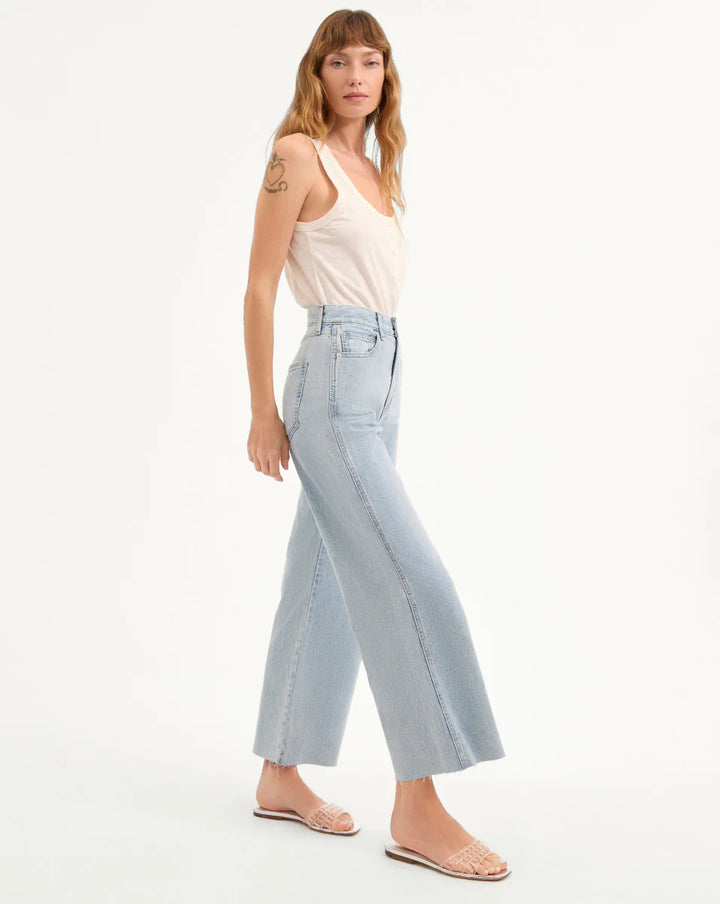 Taylor Cropped Wide-Leg Jean - Pale Stone