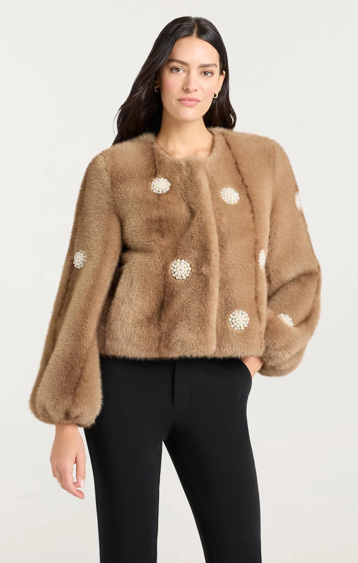 Pearl Coral Bubbles Faux Mink Benson Coat - Pewter