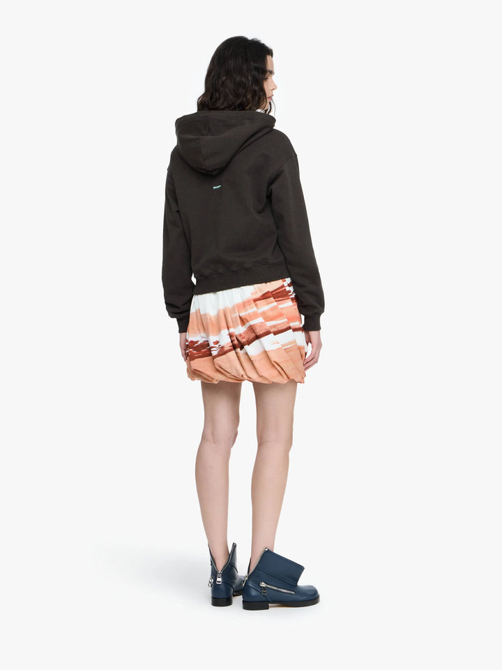 TIED BOW HOODIE - Dark Brown Melange