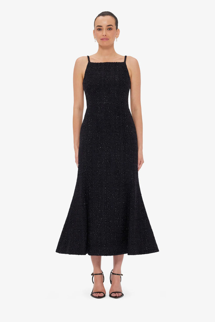 Regina Tweed Midi Dress - Ebony