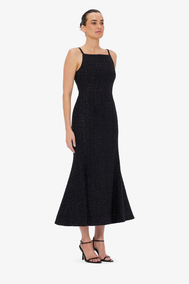 Regina Tweed Midi Dress - Ebony