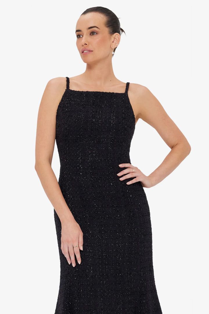 Regina Tweed Midi Dress - Ebony