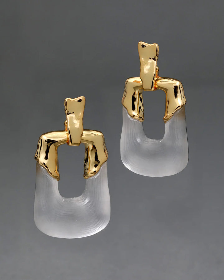 Luminous Lucite Rectangular Door Knocker Earring - More Colors Available