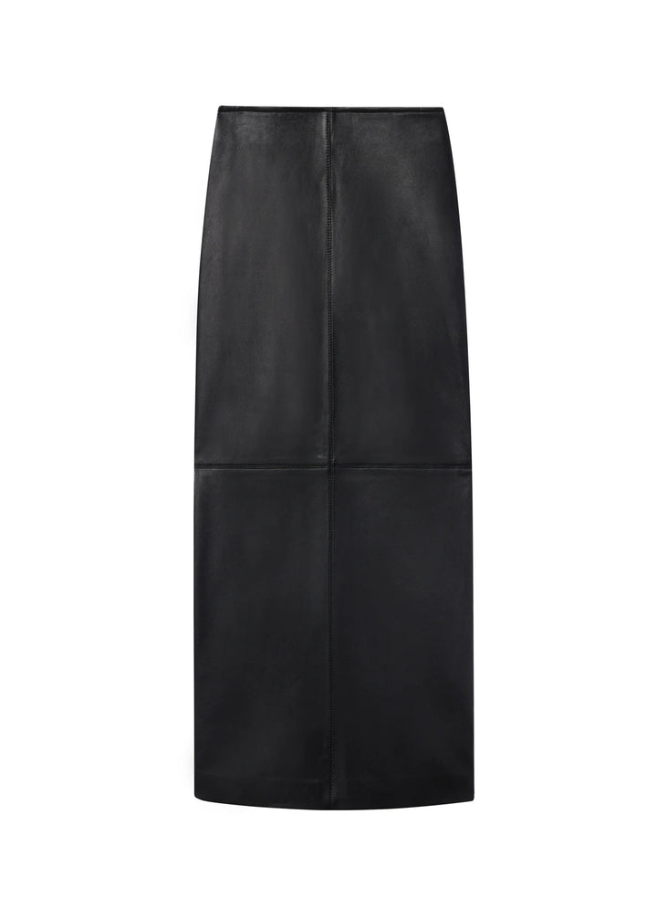 Marta Leather Midi Skirt - Black