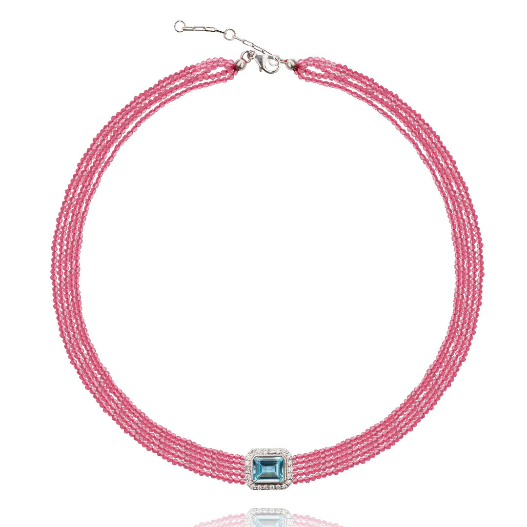 Molly Necklace - Light Pink Spinel/Blue Topaz