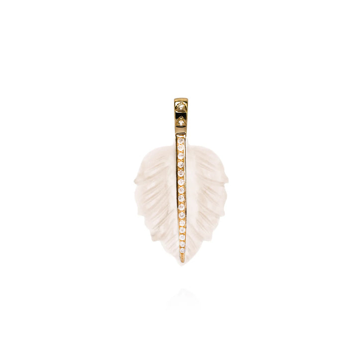 18k Gold, Carved Agate, and Diamond Petal Pendant