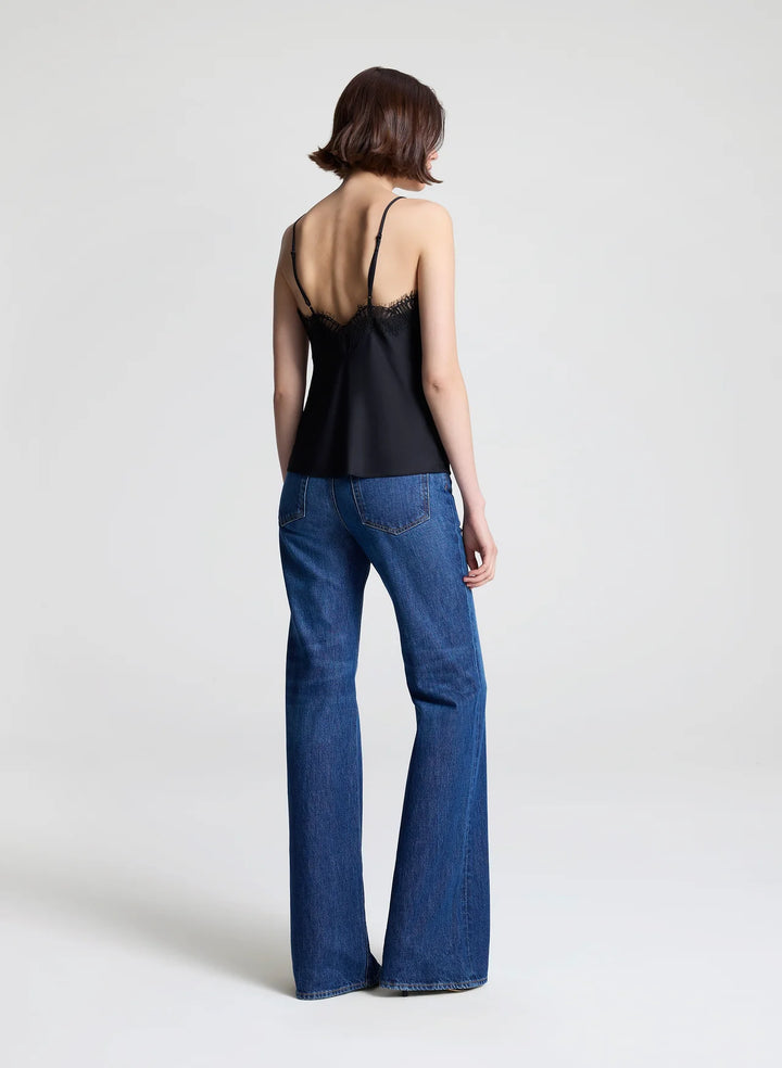 Presley Satin and Lace Camisole Top - Black