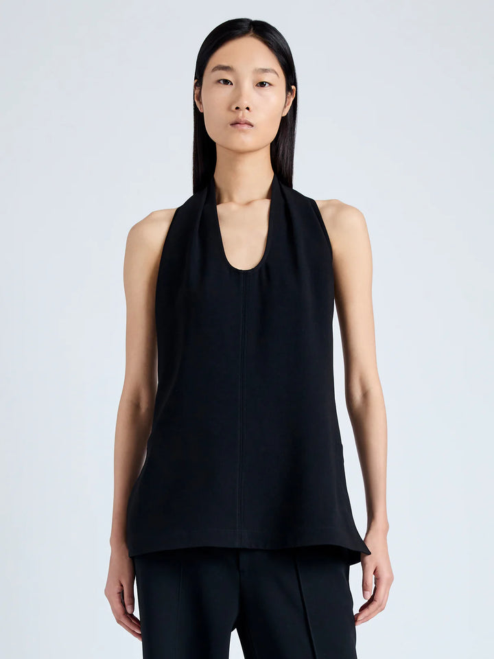 Miller Top in Light Matte Viscose Crepe - Black
