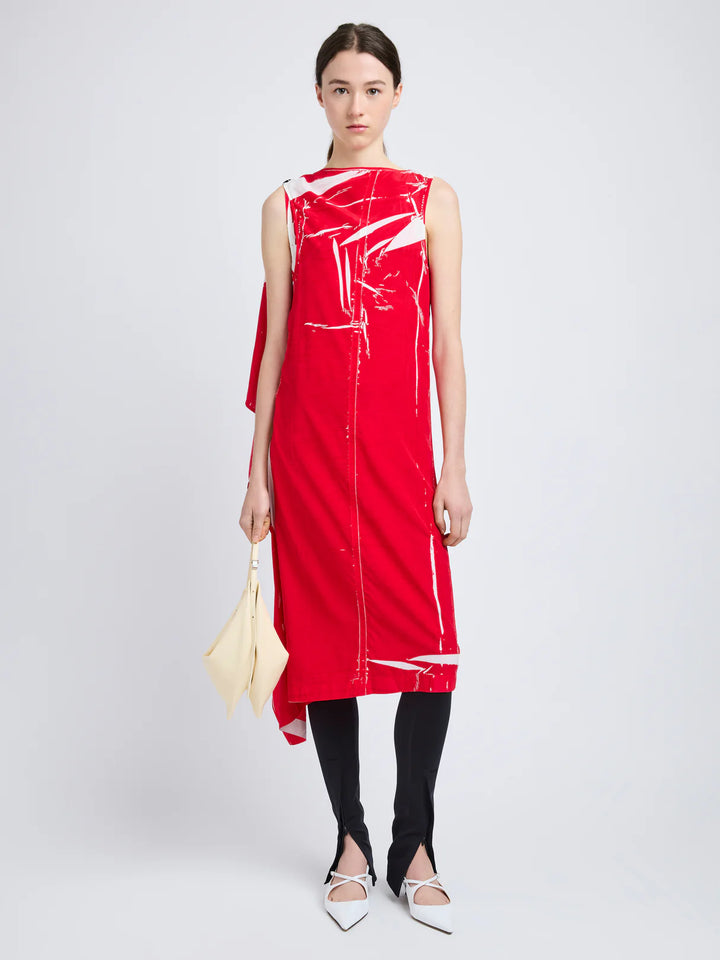 Ondine Dress in Garment Printed Silk Viscose - Crimson