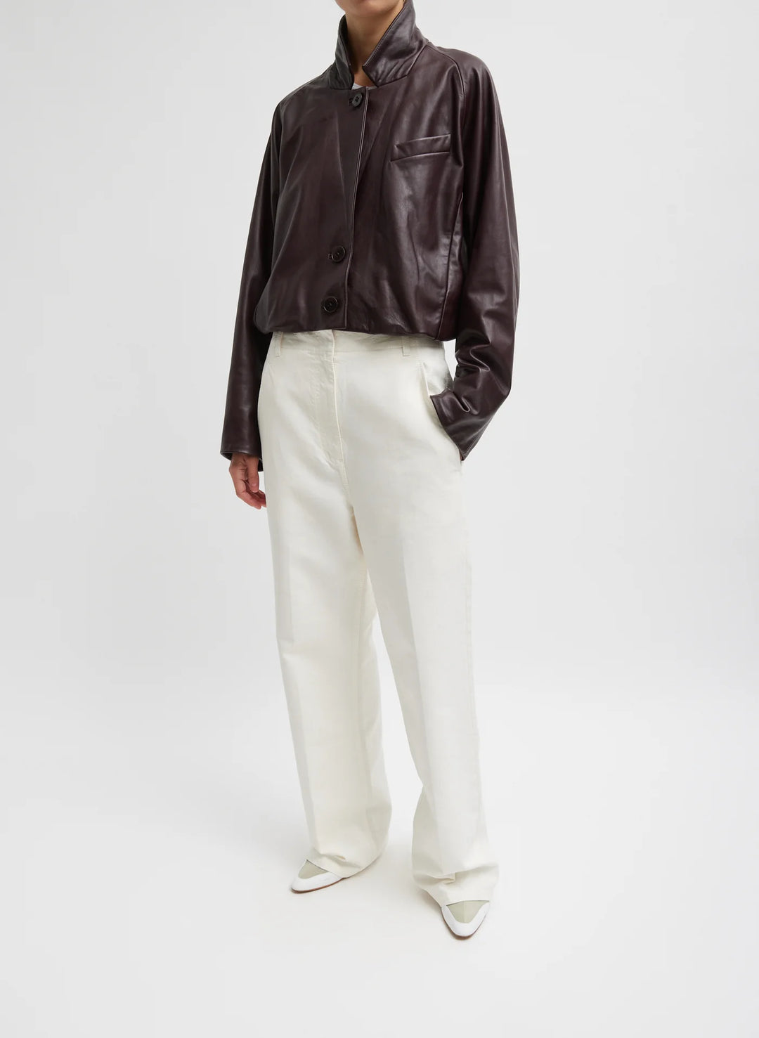 Distressed Garment Dyed Cotton Dobby Barry Jean - Off-White