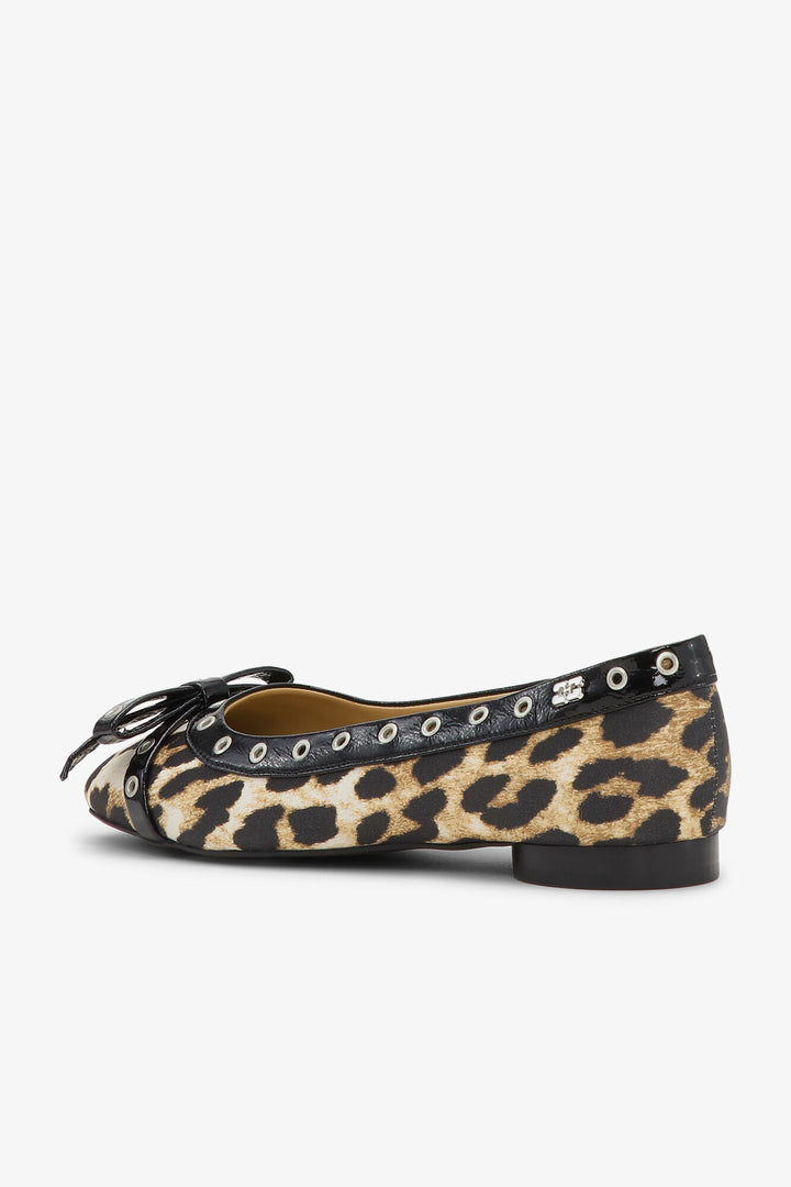 Leopard Eyelet Bow Ballerina Flats