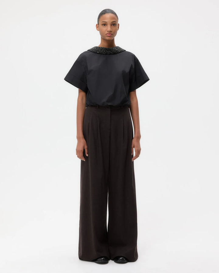 Forever and Always Reversible Shirt With Crystal Collar in Cotton Poplin - More Colors Available