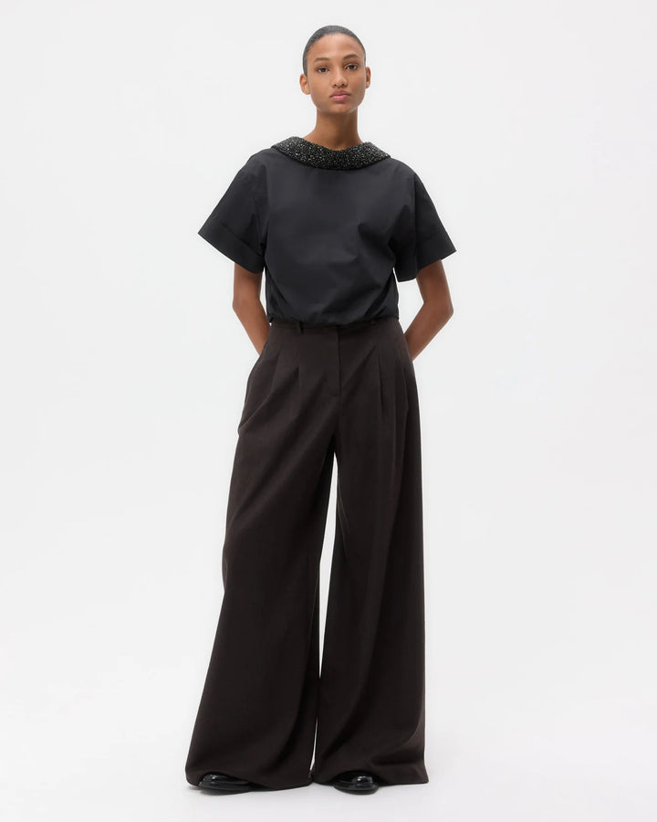 Forever and Always Reversible Shirt With Crystal Collar in Cotton Poplin - More Colors Available