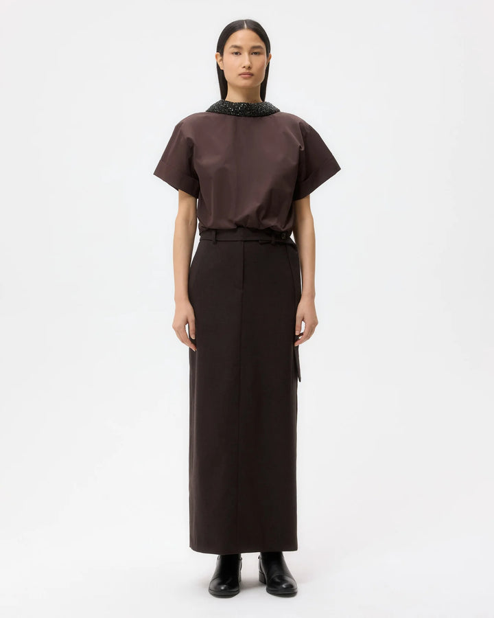 Forever and Always Reversible Shirt With Crystal Collar in Cotton Poplin - More Colors Available