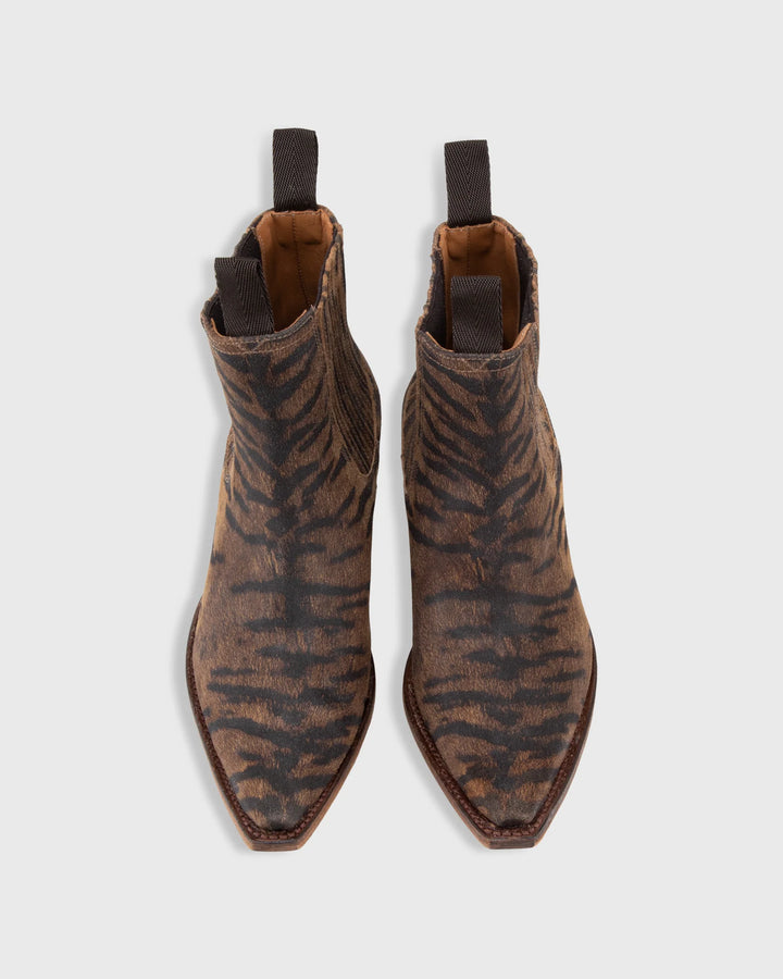 Short Cowboy Boot - Brown Tiger Leather