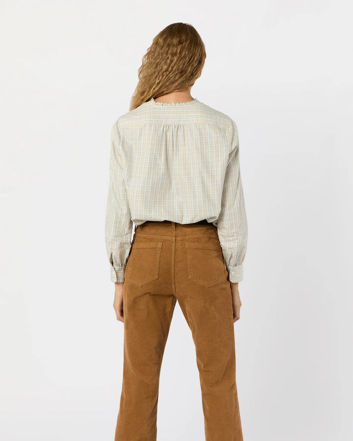 BECCA SHIRT- Olive/Ochre/Blue Tattersall Brushed Twill