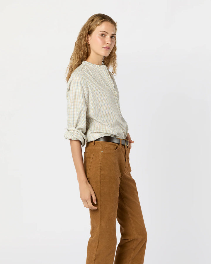 BECCA SHIRT- Olive/Ochre/Blue Tattersall Brushed Twill