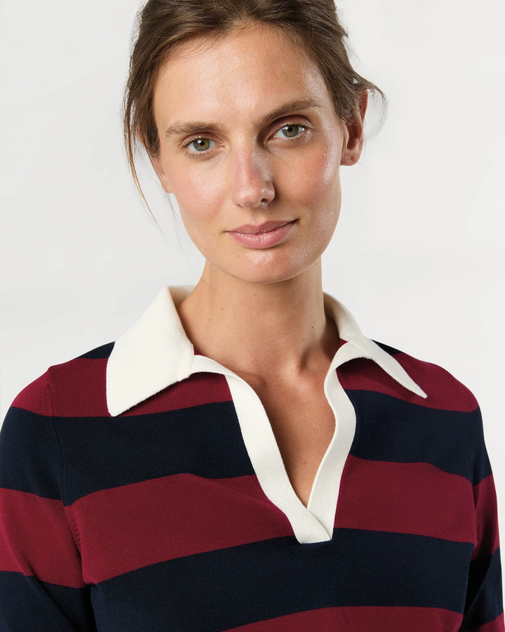 GEORGINA RUGBY SWEATER - Dark Cherry Ice Cotton