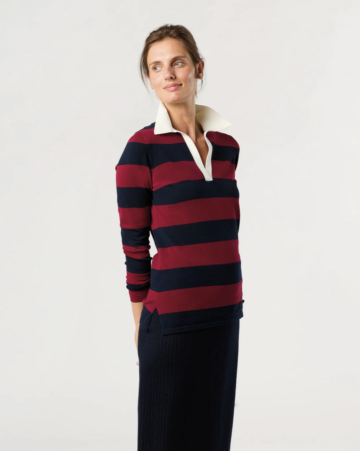 GEORGINA RUGBY SWEATER - Dark Cherry Ice Cotton
