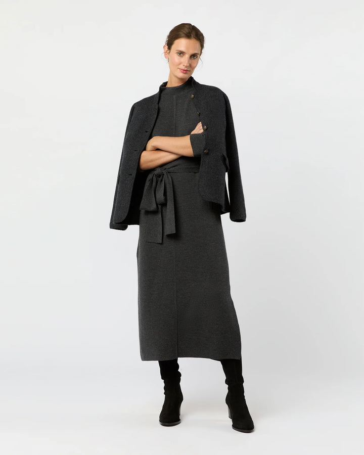 LINDSEY DRESS - Charcoal Extra Fine Merino Wool