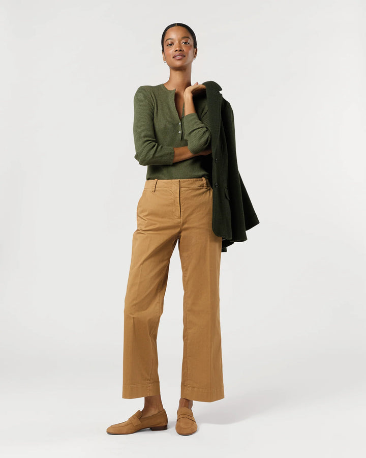 Frankie Cropped Pant - British Khaki Stretch Twill