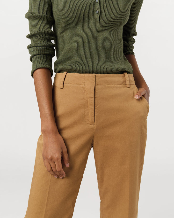 Frankie Cropped Pant - British Khaki Stretch Twill