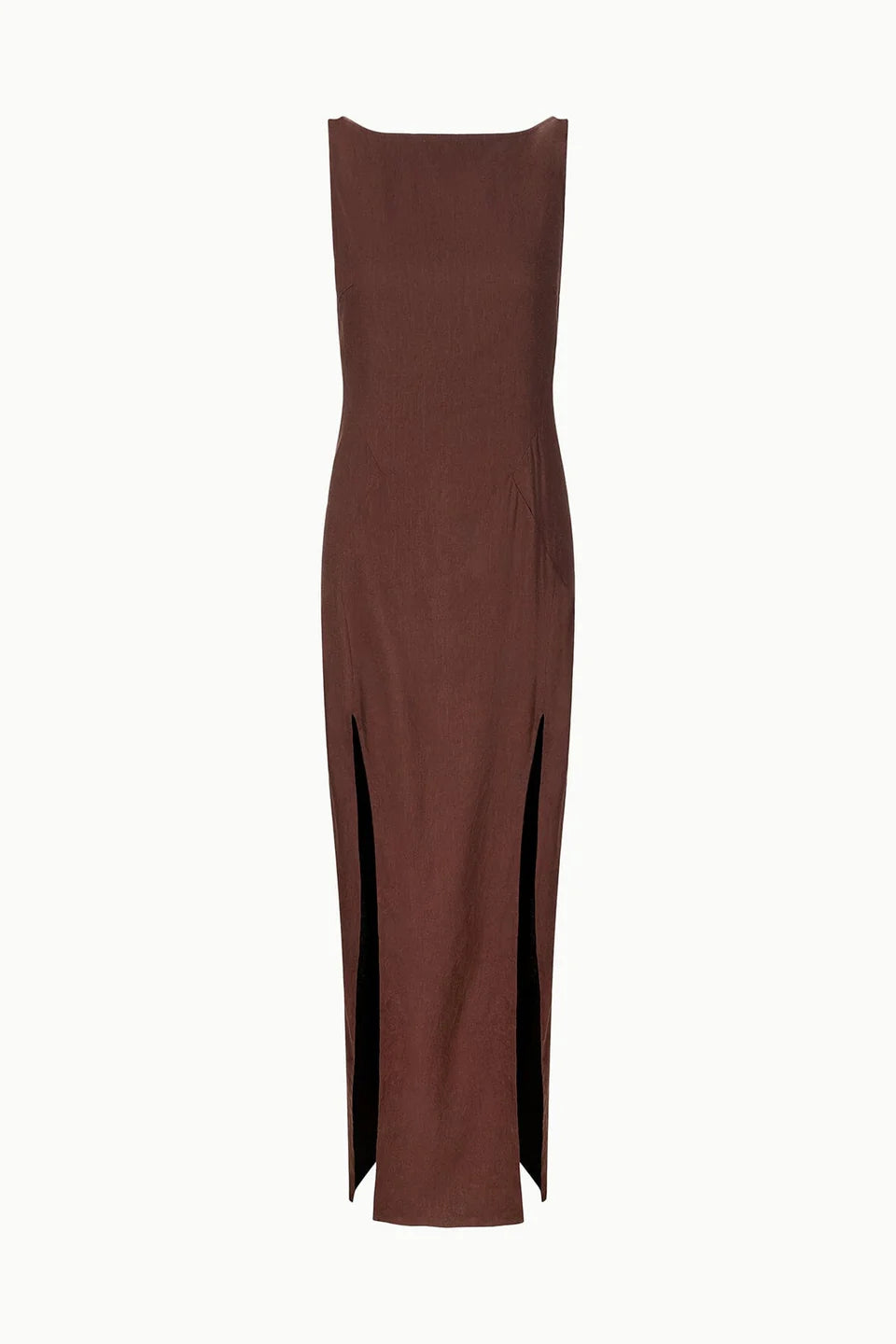 staud brown dress Costa Linen Dress
