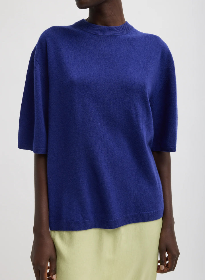 Washable Cashmere Oversized Easy T-Shirt - Ink Blue