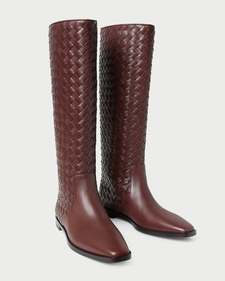 Tilly Woven Leather Boot - Espresso
