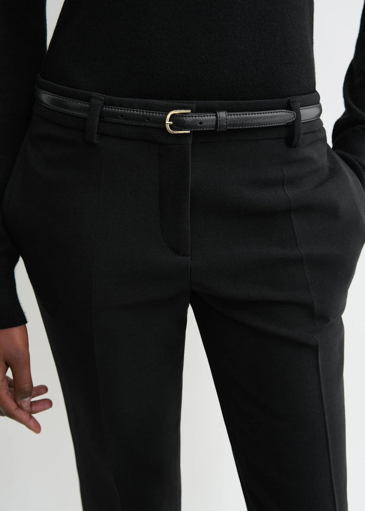 LOW WAIST SLIM TROUSERS - Black