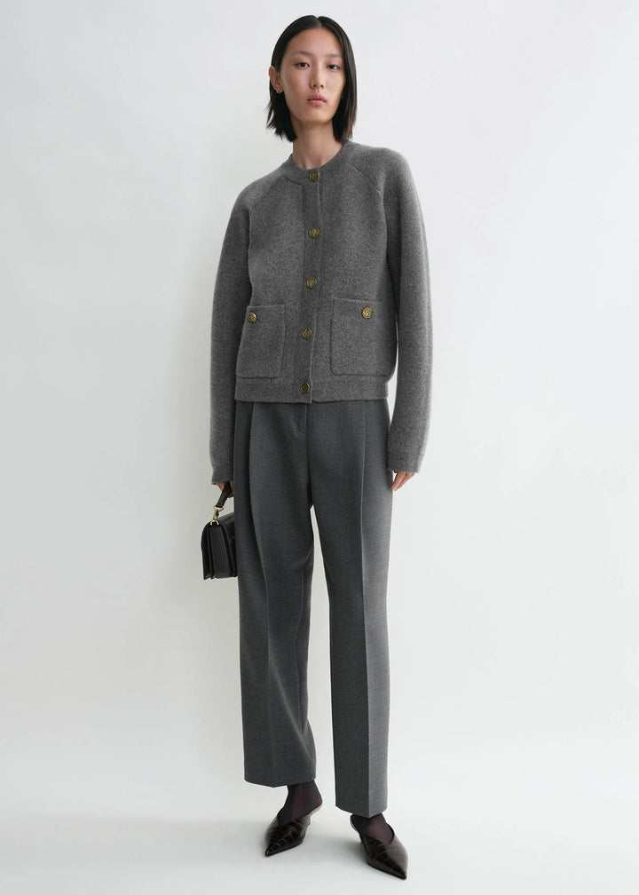 Hammered button cardigan - Grey Melange