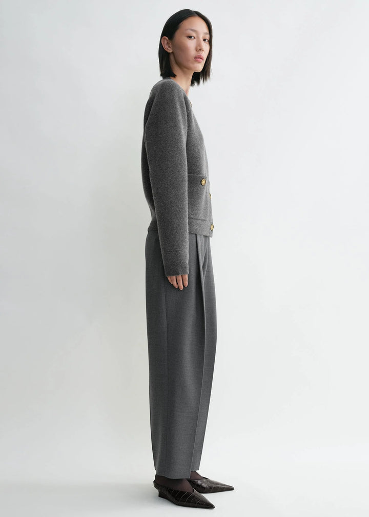 Hammered button cardigan - Grey Melange