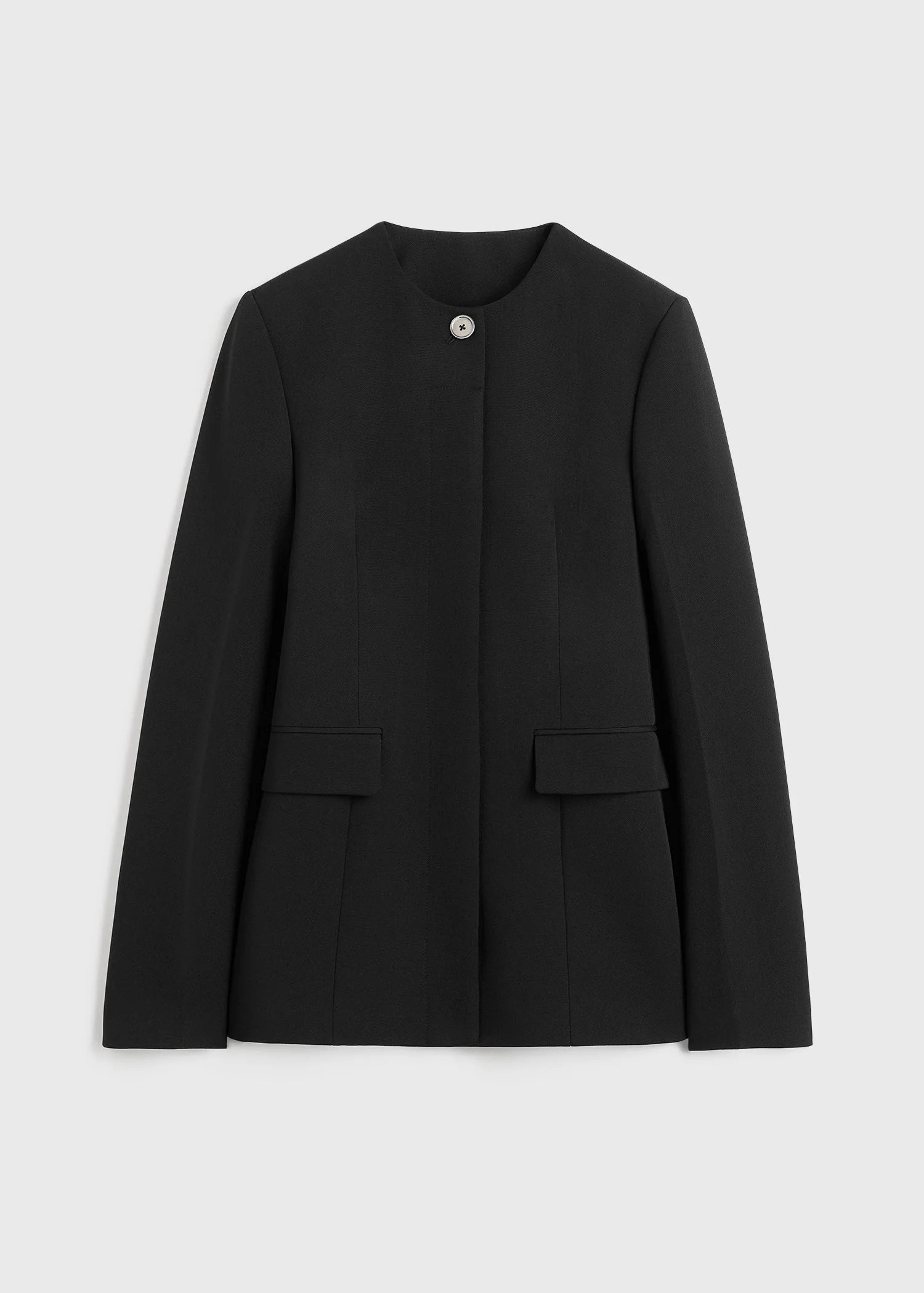 Collarless Cinched Jacket - Black