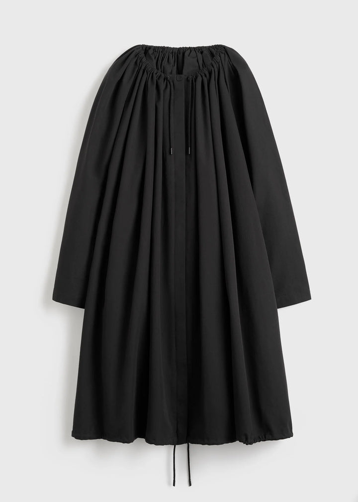 GATHERED PARACHUTE COAT - Black