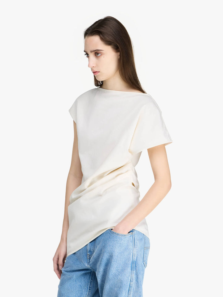 ASYMMETRIC DRAPED TOP - Ivory