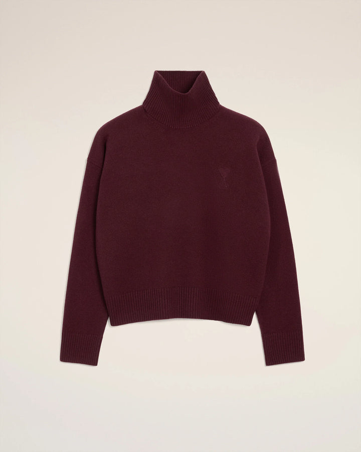 Wool Ami De Coeur Funnel Neck Sweater - Burgundy
