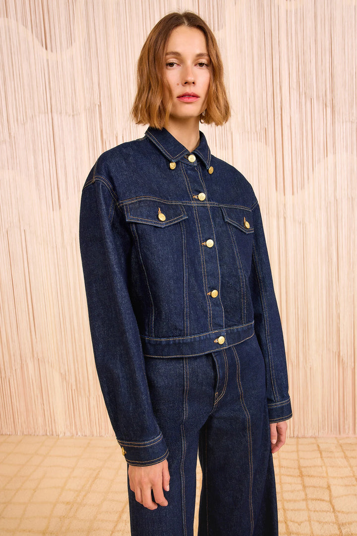 The Agata Denim Cape Jacket - Indigo Wash